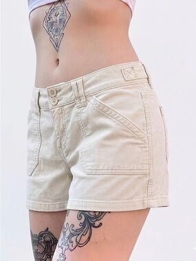 Aeropostale Khaki Cargo Shorts Low Rise Utility Size 11/12 Y2K